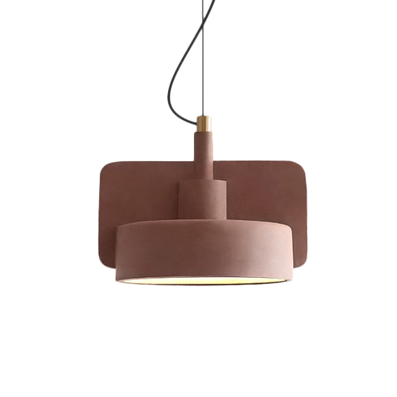 Cement Shallow Bowl Hanging Light Minimalist 1 Bulb Dining Table Suspended Lighting Fixture in Red/Grey/Yellow Clearhalo 'Ceiling Lights' 'Modern Pendants' 'Modern' 'Pendant Lights' 'Pendants' Lighting' 1472857