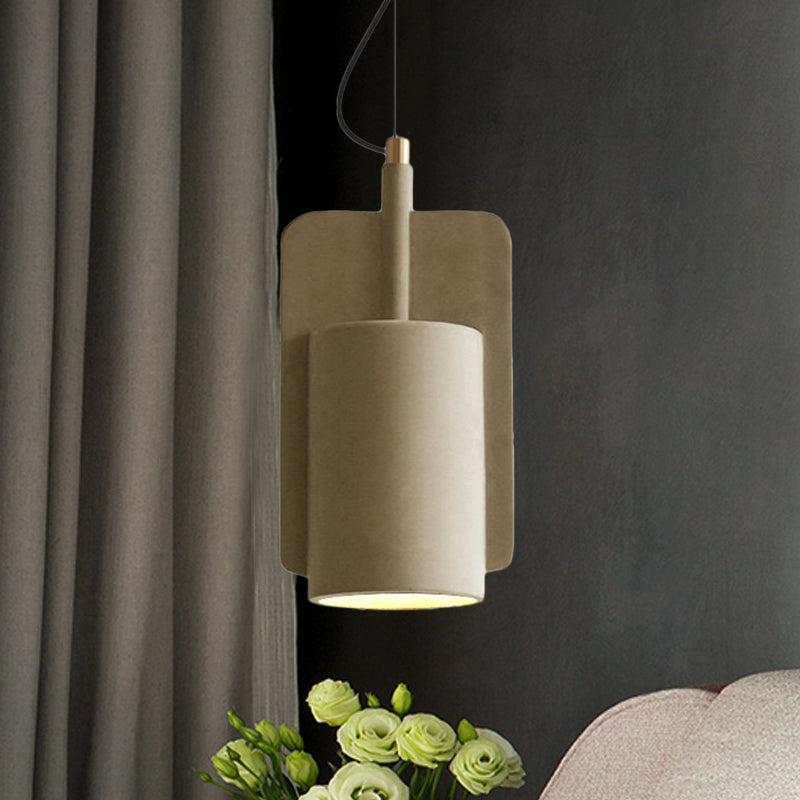 1-Light Cement Drop Pendant Factory Grey/Yellow/Red Half-Cylinder Living Room Ceiling Suspension Lamp Clearhalo 'Ceiling Lights' 'Modern Pendants' 'Modern' 'Pendant Lights' 'Pendants' Lighting' 1472858
