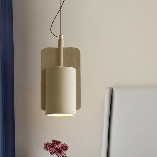 1-Light Cement Drop Pendant Factory Grey/Yellow/Red Half-Cylinder Living Room Ceiling Suspension Lamp Yellow Clearhalo 'Ceiling Lights' 'Modern Pendants' 'Modern' 'Pendant Lights' 'Pendants' Lighting' 1472859