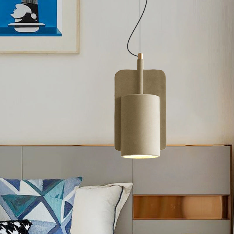 1-Light Cement Drop Pendant Factory Grey/Yellow/Red Half-Cylinder Living Room Ceiling Suspension Lamp Clearhalo 'Ceiling Lights' 'Modern Pendants' 'Modern' 'Pendant Lights' 'Pendants' Lighting' 1472860