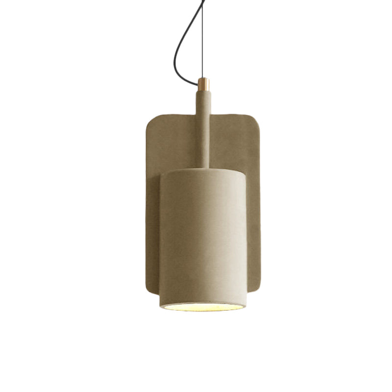 1-Light Cement Drop Pendant Factory Grey/Yellow/Red Half-Cylinder Living Room Ceiling Suspension Lamp Clearhalo 'Ceiling Lights' 'Modern Pendants' 'Modern' 'Pendant Lights' 'Pendants' Lighting' 1472861