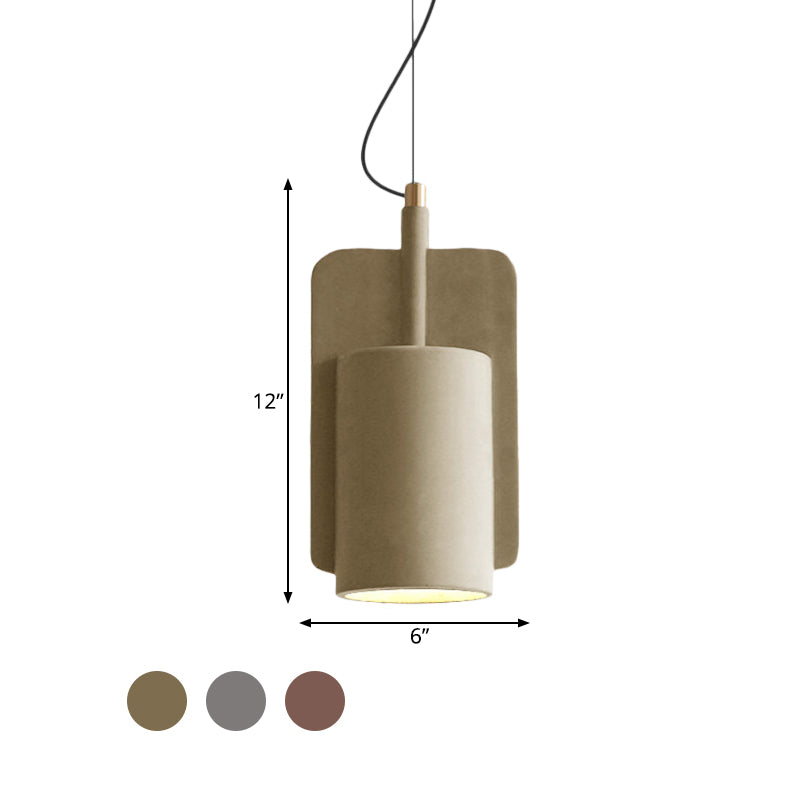 1-Light Cement Drop Pendant Factory Grey/Yellow/Red Half-Cylinder Living Room Ceiling Suspension Lamp Clearhalo 'Ceiling Lights' 'Modern Pendants' 'Modern' 'Pendant Lights' 'Pendants' Lighting' 1472862