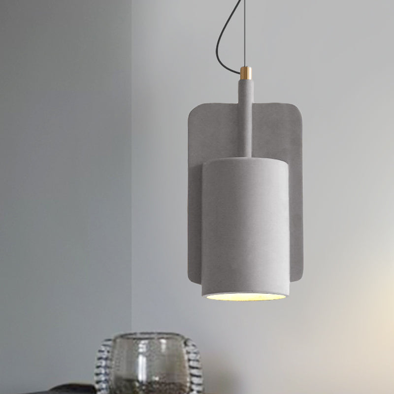 1-Light Cement Drop Pendant Factory Grey/Yellow/Red Half-Cylinder Living Room Ceiling Suspension Lamp Clearhalo 'Ceiling Lights' 'Modern Pendants' 'Modern' 'Pendant Lights' 'Pendants' Lighting' 1472863