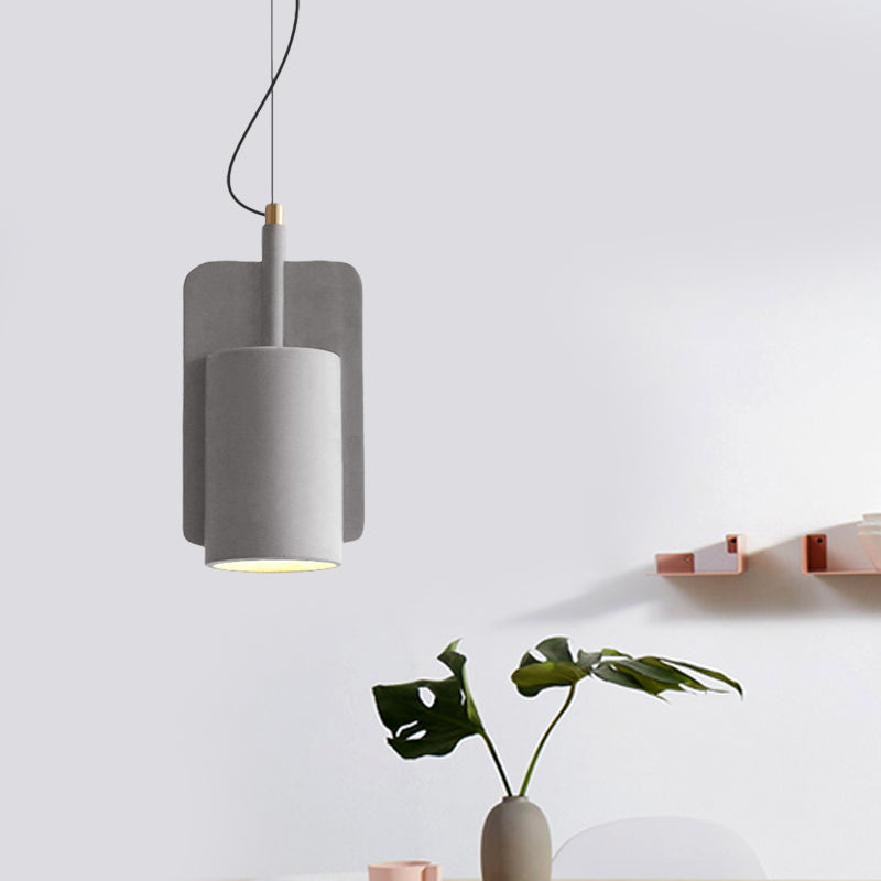 1-Light Cement Drop Pendant Factory Grey/Yellow/Red Half-Cylinder Living Room Ceiling Suspension Lamp Clearhalo 'Ceiling Lights' 'Modern Pendants' 'Modern' 'Pendant Lights' 'Pendants' Lighting' 1472865