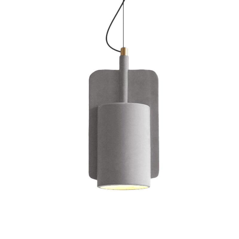 1-Light Cement Drop Pendant Factory Grey/Yellow/Red Half-Cylinder Living Room Ceiling Suspension Lamp Clearhalo 'Ceiling Lights' 'Modern Pendants' 'Modern' 'Pendant Lights' 'Pendants' Lighting' 1472866