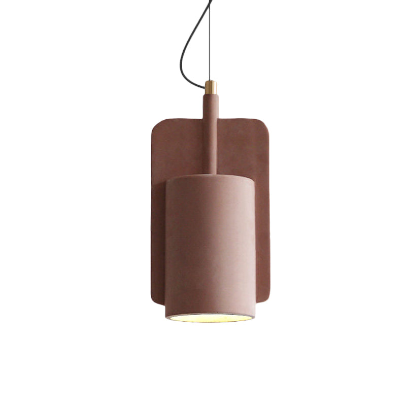 1-Light Cement Drop Pendant Factory Grey/Yellow/Red Half-Cylinder Living Room Ceiling Suspension Lamp Clearhalo 'Ceiling Lights' 'Modern Pendants' 'Modern' 'Pendant Lights' 'Pendants' Lighting' 1472870