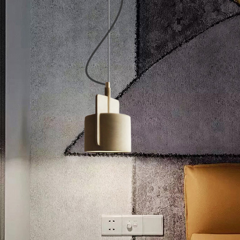 Nordic Half Shade Pendant Lighting Single-Bulb Cement Pendulum Light in Red/Grey/Yellow for Bedside Clearhalo 'Ceiling Lights' 'Modern Pendants' 'Modern' 'Pendant Lights' 'Pendants' Lighting' 1472873