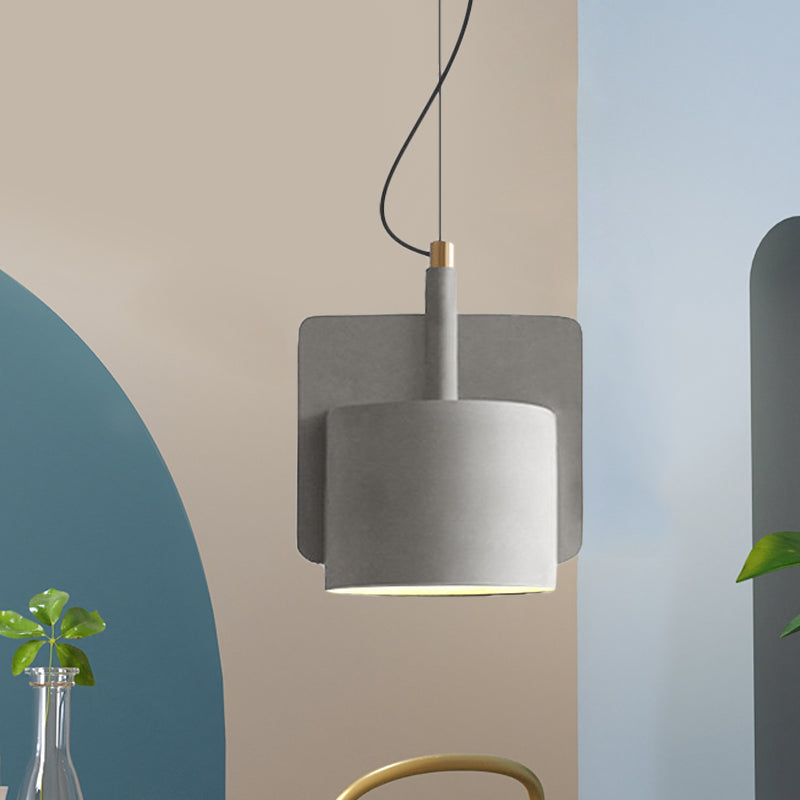 Nordic Half Shade Pendant Lighting Single-Bulb Cement Pendulum Light in Red/Grey/Yellow for Bedside Clearhalo 'Ceiling Lights' 'Modern Pendants' 'Modern' 'Pendant Lights' 'Pendants' Lighting' 1472876