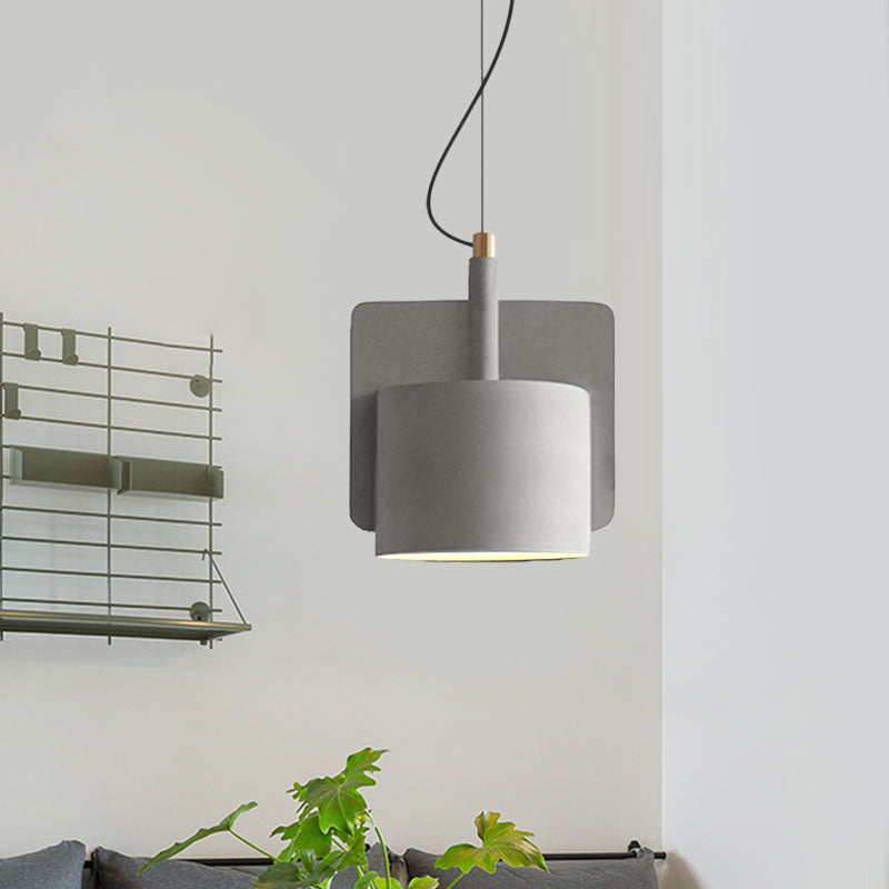 Nordic Half Shade Pendant Lighting Single-Bulb Cement Pendulum Light in Red/Grey/Yellow for Bedside Grey Clearhalo 'Ceiling Lights' 'Modern Pendants' 'Modern' 'Pendant Lights' 'Pendants' Lighting' 1472877
