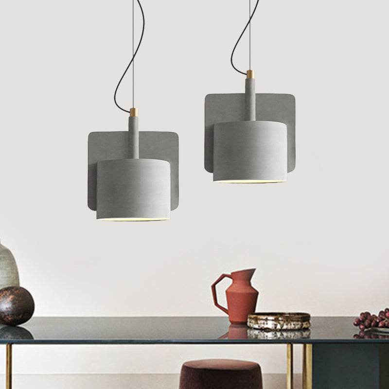 Nordic Half Shade Pendant Lighting Single-Bulb Cement Pendulum Light in Red/Grey/Yellow for Bedside Clearhalo 'Ceiling Lights' 'Modern Pendants' 'Modern' 'Pendant Lights' 'Pendants' Lighting' 1472878