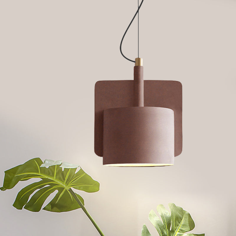 Nordic Half Shade Pendant Lighting Single-Bulb Cement Pendulum Light in Red/Grey/Yellow for Bedside Clearhalo 'Ceiling Lights' 'Modern Pendants' 'Modern' 'Pendant Lights' 'Pendants' Lighting' 1472880