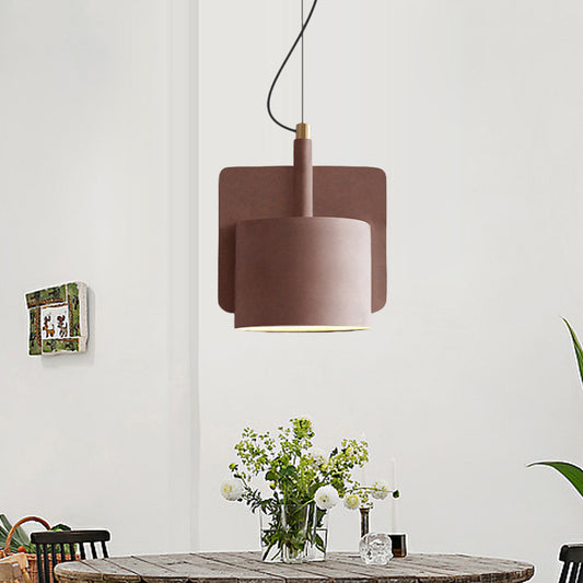 Nordic Half Shade Pendant Lighting Single-Bulb Cement Pendulum Light in Red/Grey/Yellow for Bedside Red Clearhalo 'Ceiling Lights' 'Modern Pendants' 'Modern' 'Pendant Lights' 'Pendants' Lighting' 1472881