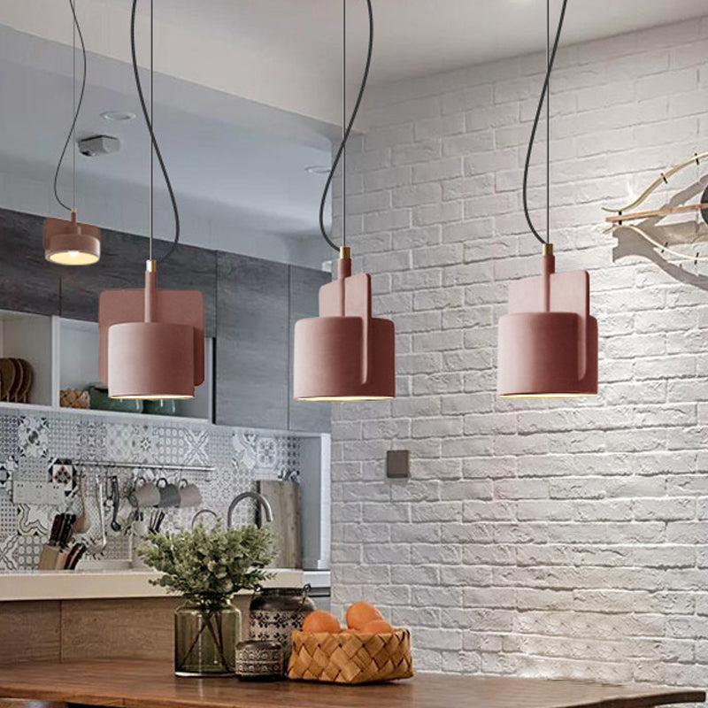 Nordic Half Shade Pendant Lighting Single-Bulb Cement Pendulum Light in Red/Grey/Yellow for Bedside Clearhalo 'Ceiling Lights' 'Modern Pendants' 'Modern' 'Pendant Lights' 'Pendants' Lighting' 1472882