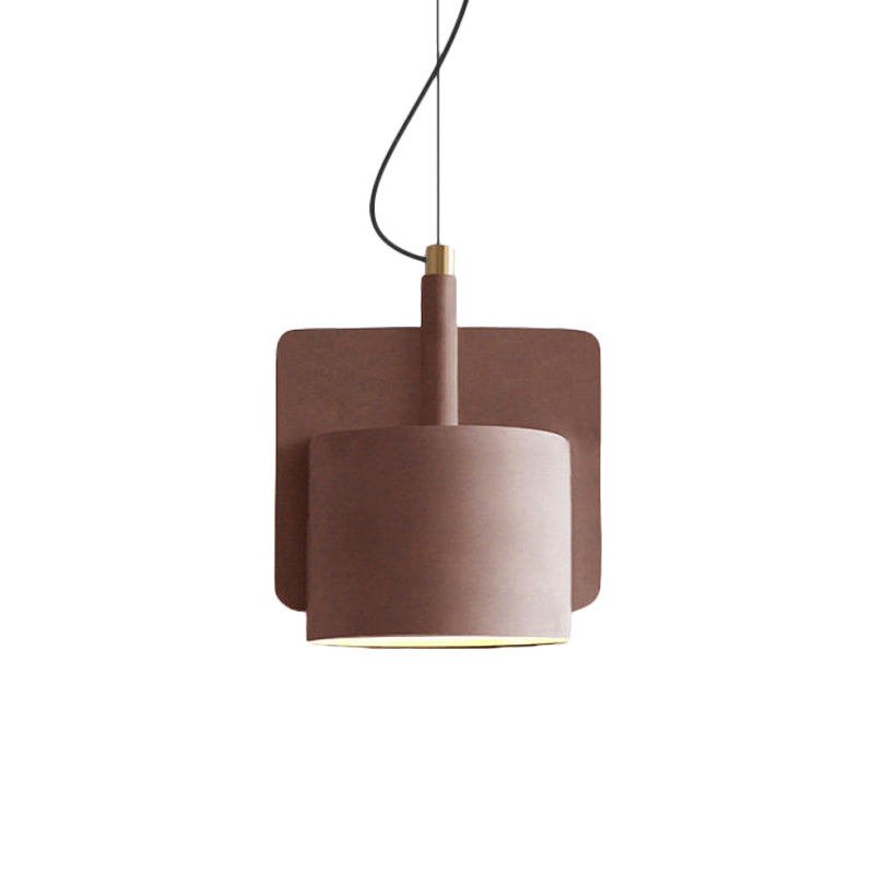 Nordic Half Shade Pendant Lighting Single-Bulb Cement Pendulum Light in Red/Grey/Yellow for Bedside Clearhalo 'Ceiling Lights' 'Modern Pendants' 'Modern' 'Pendant Lights' 'Pendants' Lighting' 1472883