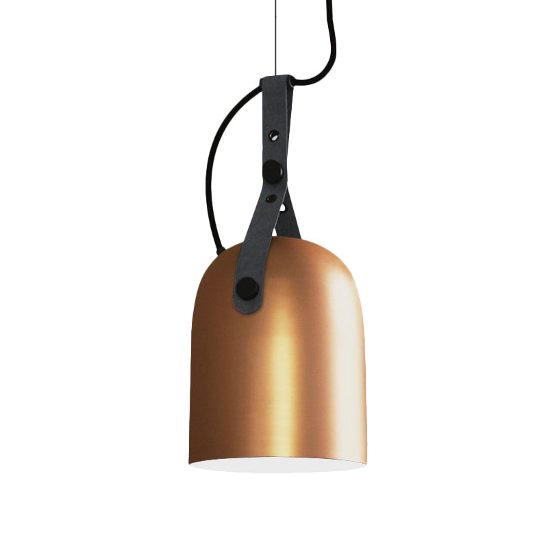 Elongated Dome Kitchen Ceiling Lamp Factory Iron 1 Head Black/Copper/Silver Hanging Light Fixture with Strap Handle Clearhalo 'Art Deco Pendants' 'Black' 'Cast Iron' 'Ceiling Lights' 'Ceramic' 'Crystal' 'Industrial Pendants' 'Industrial' 'Metal' 'Middle Century Pendants' 'Pendant Lights' 'Pendants' 'Rustic Pendants' 'Tiffany' Lighting' 1472892