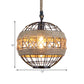 Spherical Bistro Ceiling Suspension Lamp Rustic Natural Rope 1 Head 12"/16" Wide Black Hanging Pendant Light Clearhalo 'Ceiling Lights' 'Industrial Pendants' 'Industrial' 'Middle Century Pendants' 'Pendant Lights' 'Pendants' 'Tiffany' Lighting' 1472924