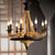 Rope Candle Hanging Chandelier Farmhouse 8 Bulbs Restaurant Pendant Light in Black with Wheel Design Black Clearhalo 'Ceiling Lights' 'Chandeliers' 'Industrial Chandeliers' 'Industrial' 'Middle Century Chandeliers' 'Tiffany' Lighting' 1472950