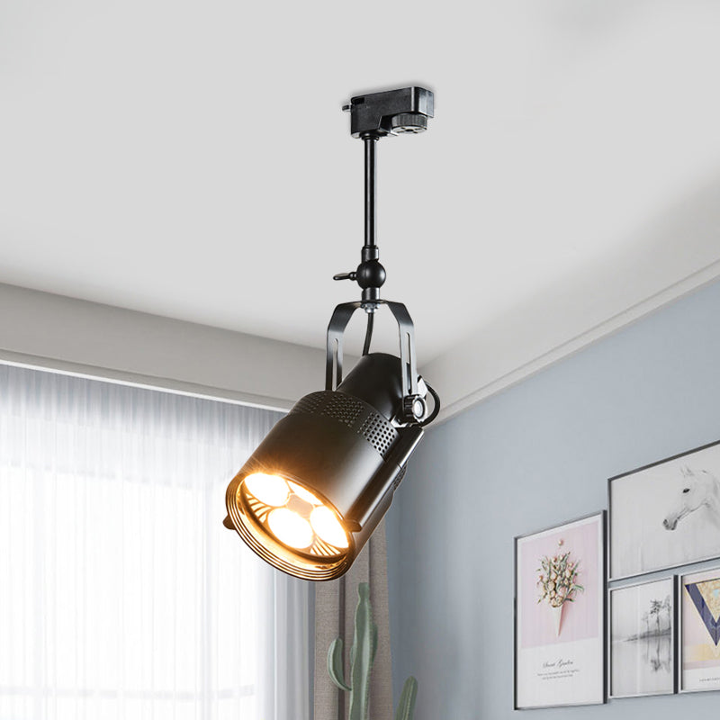 Black 1 Bulb LED Semi Flush Lighting Factory Metallic Cylinder Rotatable Ceiling Mounted Fixture with Handle Clearhalo 'Ceiling Lights' 'Close To Ceiling Lights' 'Close to ceiling' 'Semi-flushmount' Lighting' 1472991
