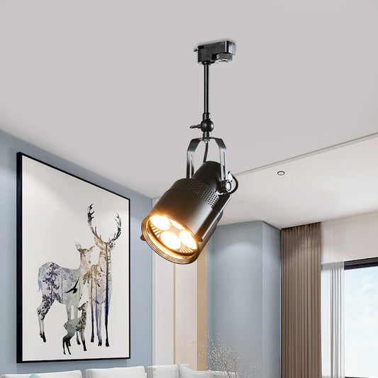 Black 1 Bulb LED Semi Flush Lighting Factory Metallic Cylinder Rotatable Ceiling Mounted Fixture with Handle Clearhalo 'Ceiling Lights' 'Close To Ceiling Lights' 'Close to ceiling' 'Semi-flushmount' Lighting' 1472992