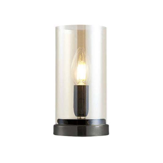 Black 1 Light Table Lighting Industrial Clear Glass Cylindrical Night Lamp for Living Room Clearhalo 'Lamps' 'Table Lamps' Lighting' 1473068