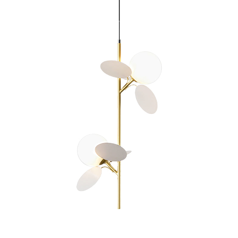 2 Heads Restaurant Pendant Chandelier Nordic Grey/White/Red-Yellow-Blue Hanging Lamp with Globe Opal Glass Shade Clearhalo 'Ceiling Lights' 'Chandeliers' 'Glass shade' 'Glass' 'Pendant Lights' Lighting' 1473172