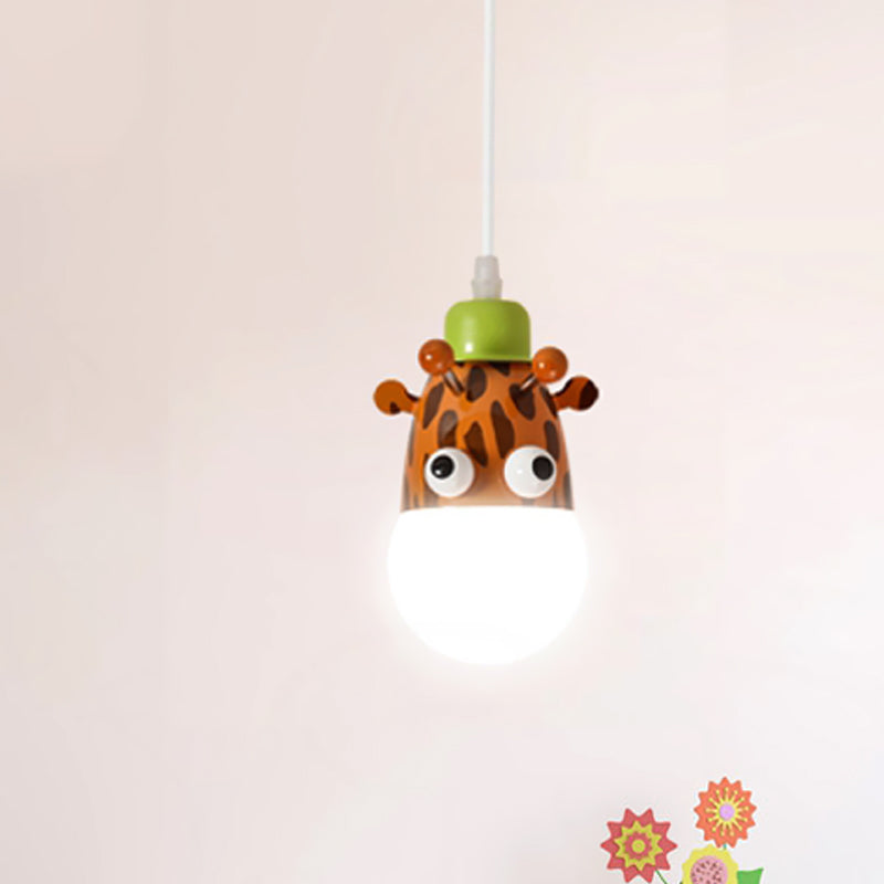 Kids Horse/Giraffe/Monkey Pendant Lamp White Glass 1-Head Children Bedroom Suspended Lighting Fixture Clearhalo 'Ceiling Lights' 'Chandeliers' 'Glass shade' 'Glass' 'Pendant Lights' 'Pendants' Lighting' 1473193