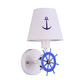 Wheel Rudder Wall Light Sconce Coastal Metallic 1 Bulb White-Blue Wall Mounted Fixture with Fabric Shade Clearhalo 'Wall Lamps & Sconces' 'Wall Lights' Lighting' 1473281
