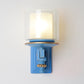Kids 2 Shades Cup Wall Lamp Kit Clear and Frosted Glass 1 Head Child Room Sconce Fixture with Sky/Water Blue Arm Clearhalo 'Wall Lamps & Sconces' 'Wall Lights' Lighting' 1473324