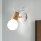 Nordic Shadeless Rotatable Wall Lamp Wood 1 Head Bedroom Sconce Lighting in Black/White with Antler Top White Clearhalo 'Wall Lamps & Sconces' 'Wall Lights' Lighting' 1473363