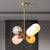 Gold Elliptical Hanging Chandelier Simple 4 Bulbs Multicolored Glass Pendant Lamp for Dining Room Gold Clearhalo 'Ceiling Lights' 'Chandeliers' 'Glass shade' 'Glass' 'Pendant Lights' Lighting' 1473412
