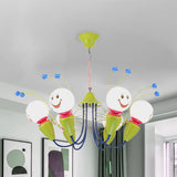 Metal Cartoon Bee Chandelier Light Kids 4/6 Heads Green Ceiling Suspension Lamp for Bedroom Clearhalo 'Ceiling Lights' 'Chandeliers' Lighting' options 1473442