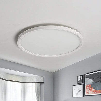 Acrylic Thinnest Round Ceiling Lighting Simplicity White LED Flush Mount Fixture in Warm/White Light, 16"/19.5"/23.5" Dia White Clearhalo 'Ceiling Lights' 'Close To Ceiling Lights' 'Close to ceiling' 'Flush mount' Lighting' 1473552