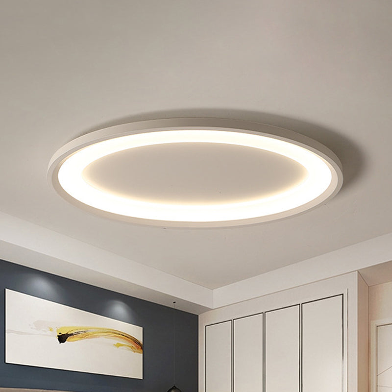Elliptical Thin Bedroom Flushmount Iron Minimalist 22"/26" W LED Flush Mount Ceiling Lighting Fixture in Warm/White Light