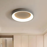 Nordic Style Plate Iron Ceiling Fixture 8.5"/16"/19.5" Wide LED Flush Mount Lamp in Grey/White for Bedroom