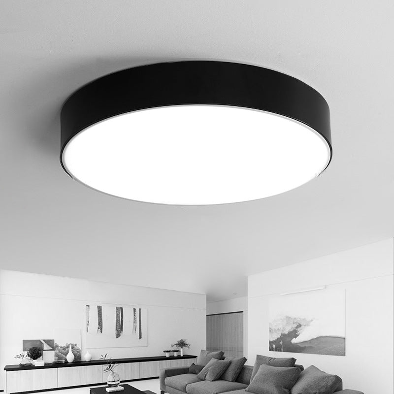 Nordic Short Drum Ceiling Flush Acrylic Kitchen LED Flush Mount Recessed Lighting in Black/White, 16"/19.5" Diameter