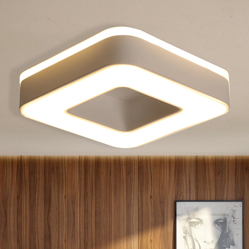 LED Corridor Ceiling Light Simple Black/White Flush Mounted Lamp with Small Square/Round Acrylic Frame, Warm/White Light - Clearhalo - 'Ceiling Lights' - 'Close To Ceiling Lights' - 'Close to ceiling' - 'Flush mount' - Lighting' - 1473591
