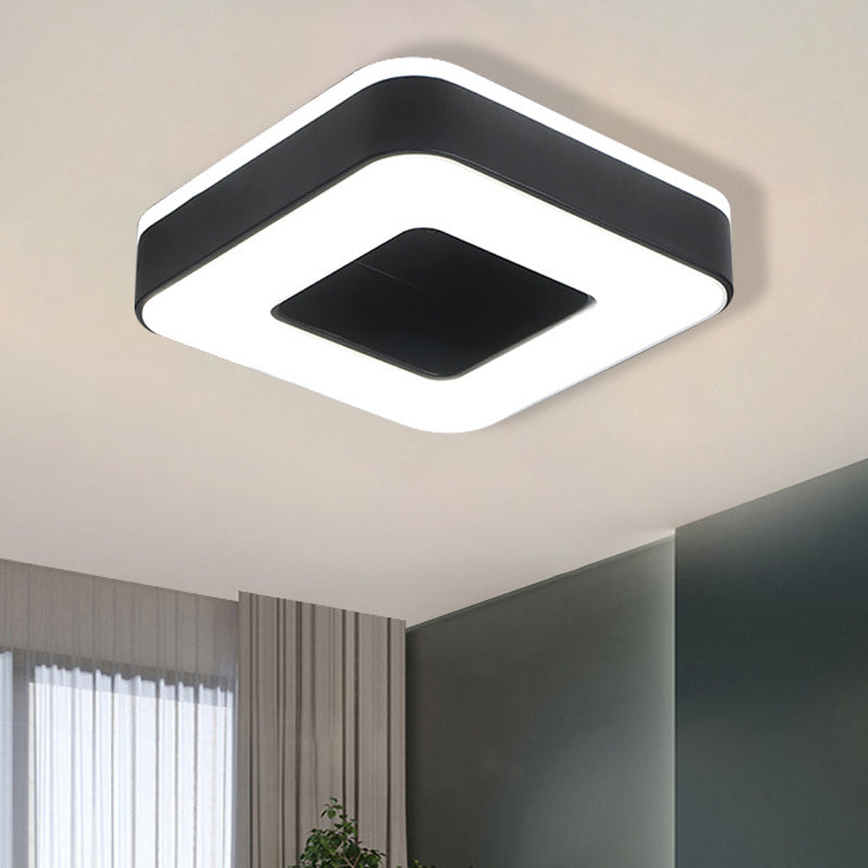 LED Corridor Ceiling Light Simple Black/White Flush Mounted Lamp with Small Square/Round Acrylic Frame, Warm/White Light - Clearhalo - 'Ceiling Lights' - 'Close To Ceiling Lights' - 'Close to ceiling' - 'Flush mount' - Lighting' - 1473596