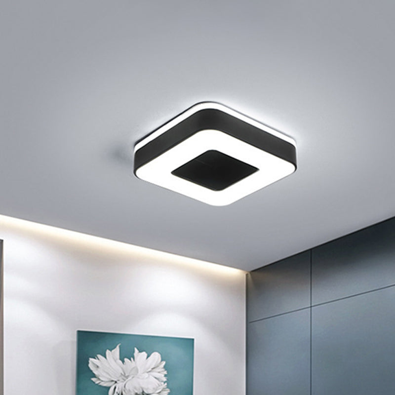 LED Corridor Ceiling Light Simple Black/White Flush Mounted Lamp with Small Square/Round Acrylic Frame, Warm/White Light - Clearhalo - 'Ceiling Lights' - 'Close To Ceiling Lights' - 'Close to ceiling' - 'Flush mount' - Lighting' - 1473598