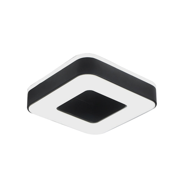LED Corridor Ceiling Light Simple Black/White Flush Mounted Lamp with Small Square/Round Acrylic Frame, Warm/White Light - Clearhalo - 'Ceiling Lights' - 'Close To Ceiling Lights' - 'Close to ceiling' - 'Flush mount' - Lighting' - 1473599
