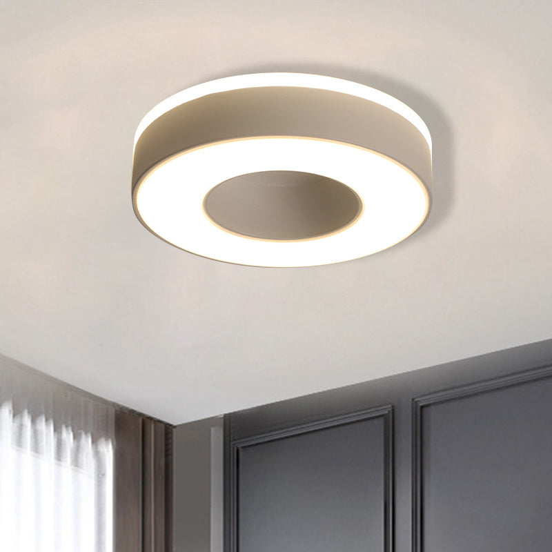 LED Corridor Ceiling Light Simple Black/White Flush Mounted Lamp with Small Square/Round Acrylic Frame, Warm/White Light - White - Round - Clearhalo - 'Ceiling Lights' - 'Close To Ceiling Lights' - 'Close to ceiling' - 'Flush mount' - Lighting' - 1473601
