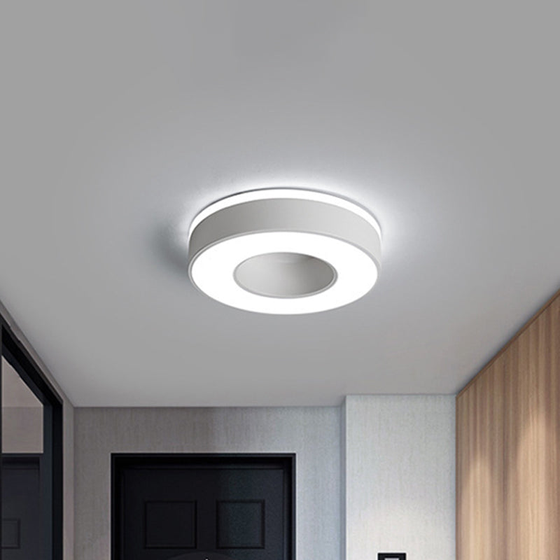 LED Corridor Ceiling Light Simple Black/White Flush Mounted Lamp with Small Square/Round Acrylic Frame, Warm/White Light - Clearhalo - 'Ceiling Lights' - 'Close To Ceiling Lights' - 'Close to ceiling' - 'Flush mount' - Lighting' - 1473602