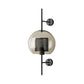 Colonial Sphere Wall Sconce 1 Head Smoke Gray Glass Wall Lighting in Black with Cylinder Wire Mesh Inside, 8"/10" Wide Clearhalo 'Wall Lamps & Sconces' 'Wall Lights' Lighting' 1473632
