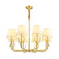 Tapered Fabric Chandelier Colonialism 3/6/8 Lights Living Room Pendant in Gold with Copper Deer Head Clearhalo 'Ceiling Lights' 'Chandeliers' Lighting' options 1473749