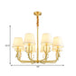 Tapered Fabric Chandelier Colonialism 3/6/8 Lights Living Room Pendant in Gold with Copper Deer Head Clearhalo 'Ceiling Lights' 'Chandeliers' Lighting' options 1473750