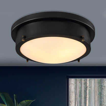 10"/14" W Iron Black Ceiling Mounted Light Circle LED Traditional Flush Mount Lamp for Corridor, Warm/White/3 Color Light Black Clearhalo 'Ceiling Lights' 'Close To Ceiling Lights' 'Close to ceiling' 'Flush mount' Lighting' 1473806