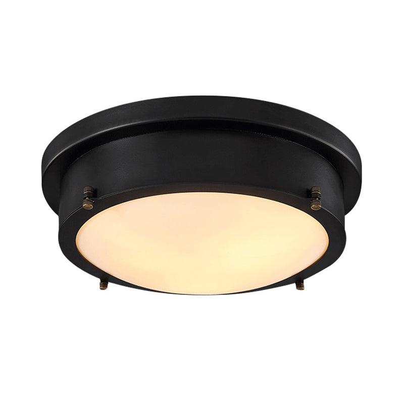 10"/14" W Iron Black Ceiling Mounted Light Circle LED Traditional Flush Mount Lamp for Corridor, Warm/White/3 Color Light Clearhalo 'Ceiling Lights' 'Close To Ceiling Lights' 'Close to ceiling' 'Flush mount' Lighting' 1473809