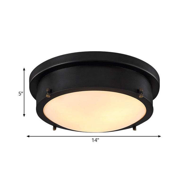 10"/14" W Iron Black Ceiling Mounted Light Circle LED Traditional Flush Mount Lamp for Corridor, Warm/White/3 Color Light Clearhalo 'Ceiling Lights' 'Close To Ceiling Lights' 'Close to ceiling' 'Flush mount' Lighting' 1473811