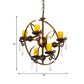 6-Bulb Pendant Chandelier Vintage Candle Iron Hanging Light in Rust with Circle Design and Crystal Decor Clearhalo 'Ceiling Lights' 'Chandeliers' Lighting' options 1473894