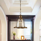 Brass 1-Light Ceiling Pendant Lamp Industrial Clear Glass Bell Hanging Light Fixture with Wire Cage Clearhalo 'Art Deco Pendants' 'Cast Iron' 'Ceiling Lights' 'Ceramic' 'Crystal' 'Industrial Pendants' 'Industrial' 'Metal' 'Middle Century Pendants' 'Pendant Lights' 'Pendants' 'Tiffany' Lighting' 1473918