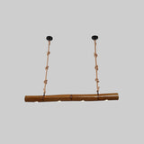 Bamboo Tube Island Lighting Farmhouse 4 Bulbs Restaurant Hanging Pendant Light in Yellow and Brown with Rope Clearhalo 'Ceiling Lights' 'Island Lights' Lighting' 1474000